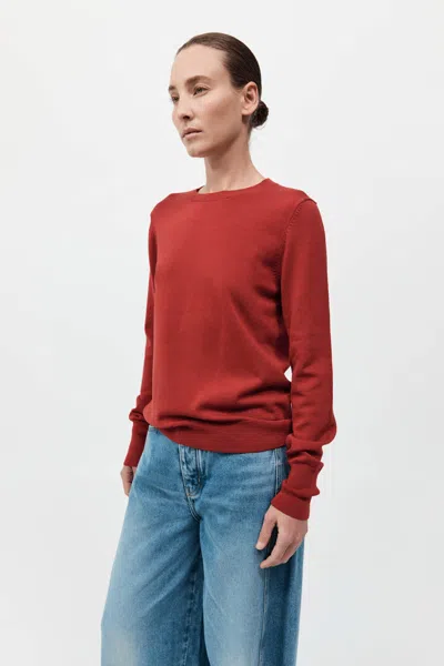 St Agni Classic Crew Neck Sweater In Red