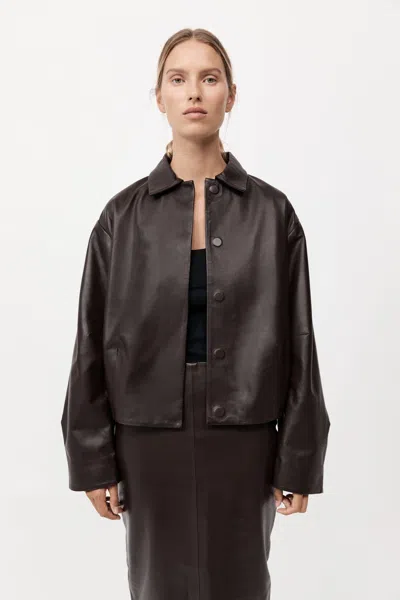 St Agni Cocoon Leather Jacket In Brown