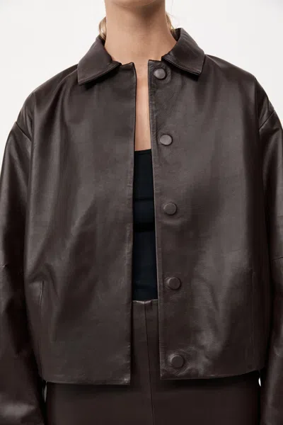 St Agni Cocoon Leather Jacket In Brown