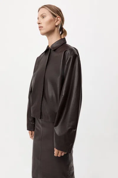 St Agni Cocoon Leather Jacket In Brown