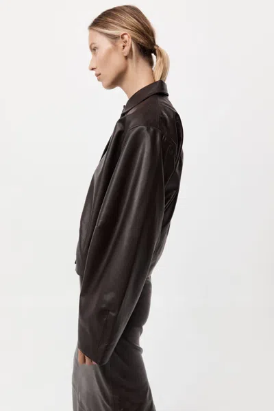 St Agni Cocoon Leather Jacket In Brown