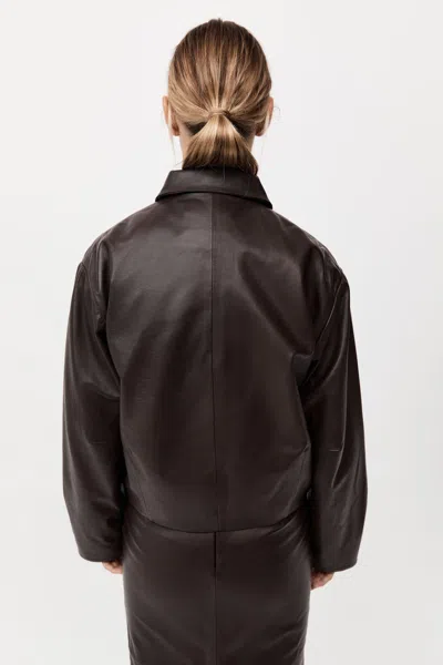 St Agni Cocoon Leather Jacket In Brown