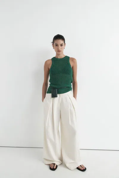 St Agni Crocheted Cotton Tank Top In Verde