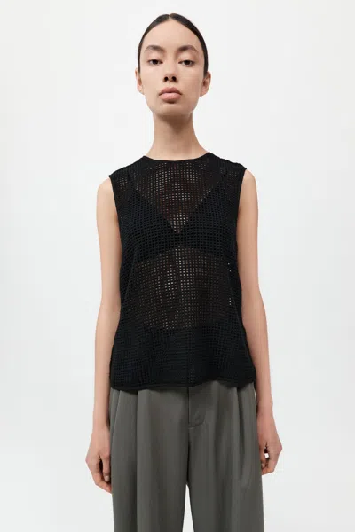 St Agni Cotton Grid Shell Top In Black