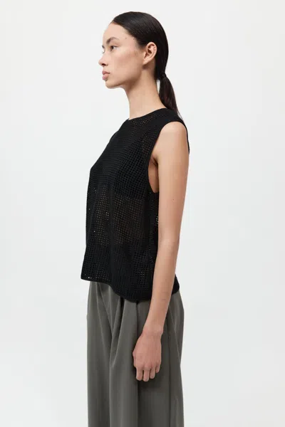 St Agni Cotton Grid Shell Top In Black