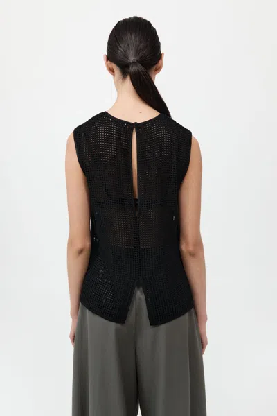 St Agni Cotton Grid Shell Top In Black