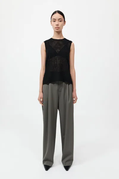 St Agni Cotton Grid Shell Top In Black