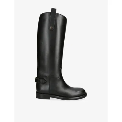 Burberry Cavalier Boots In Leather In Black