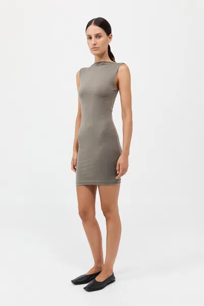 St Agni Cupro Jersey Mini Dress In Green