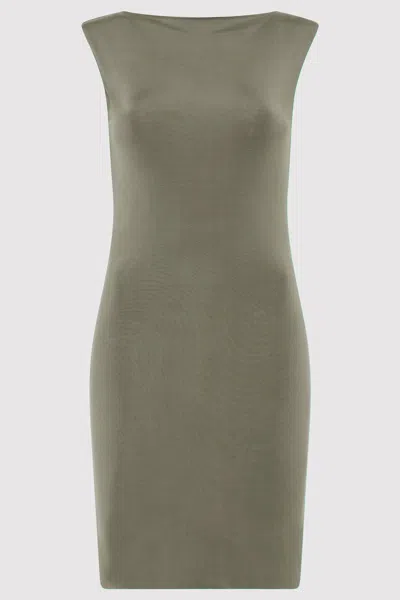 St Agni Cupro Jersey Mini Dress In Green