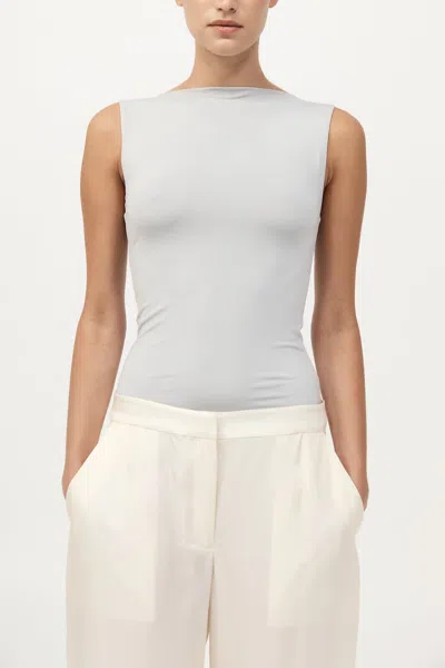 St Agni Cupro Jersey Top In Silver