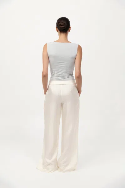 St Agni Cupro Jersey Top In Silver