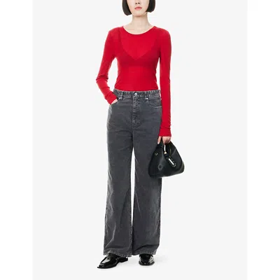 Samsoe & Samsoe Womens Asphalt Sashelly Wide-leg Stretch-cotton Trousers Xs In Black