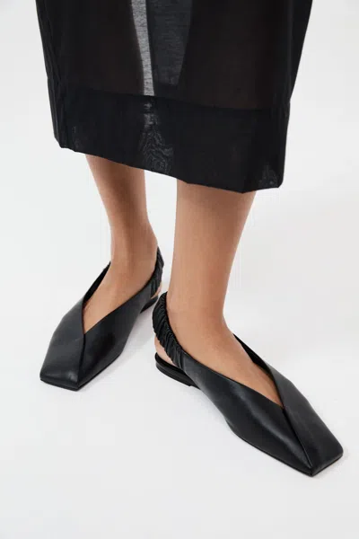 St Agni Envelope Sling Back Flat In Black
