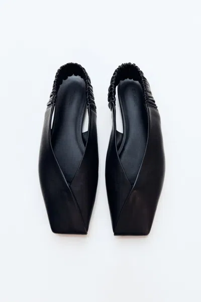 St Agni Envelope Sling Back Flat In Black