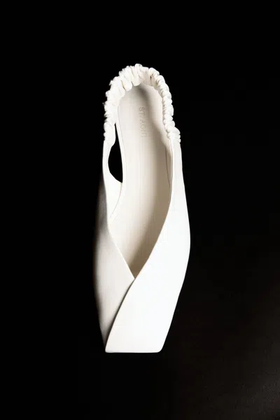 St Agni Envelope Sling Back Flat In White