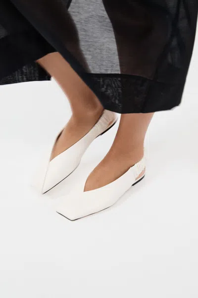 St Agni Envelope Sling Back Flat In White