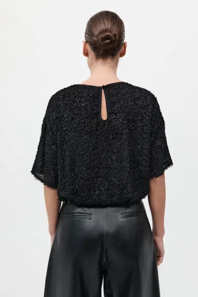 St Agni Feathered Silk Tee In Black