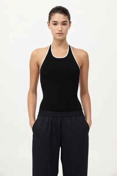 St Agni Fine Line Halter Top In Black