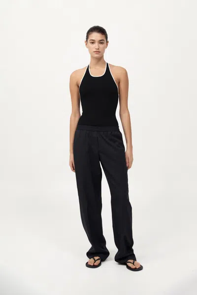 St Agni Fine Line Halter Top In Black