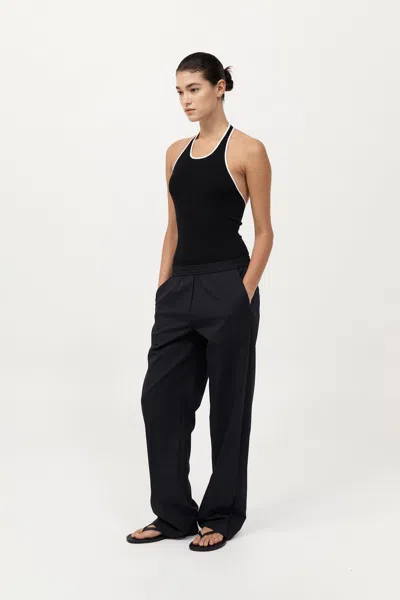 St Agni Fine Line Halter Top In Black