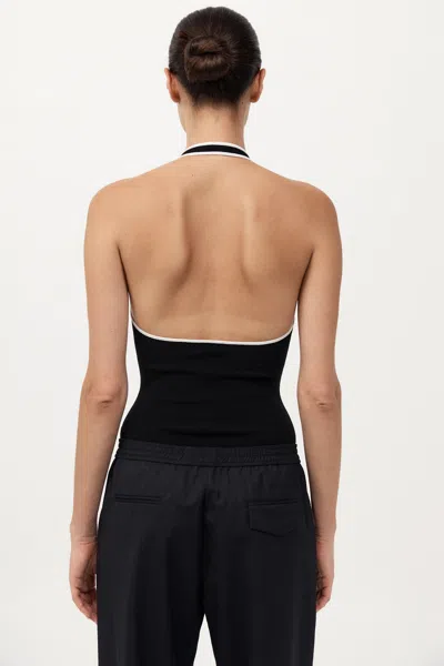 St Agni Fine Line Halter Top In Black