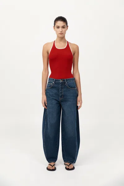 St Agni Fine Line Halter Top In Red