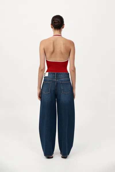 St Agni Fine Line Halter Top In Red