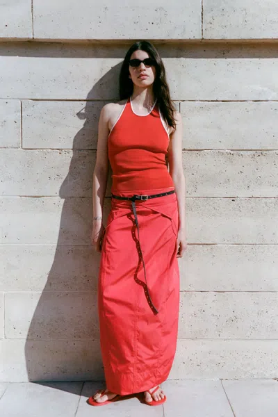 St Agni Fine Line Halter Top In Red