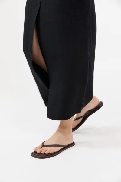 St Agni Leather Flip Flops In Brown