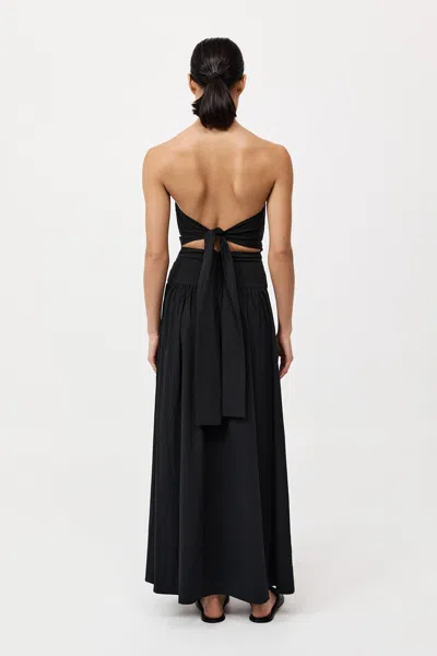St Agni Black Gathered Strapless Tie Back Maxi Dress