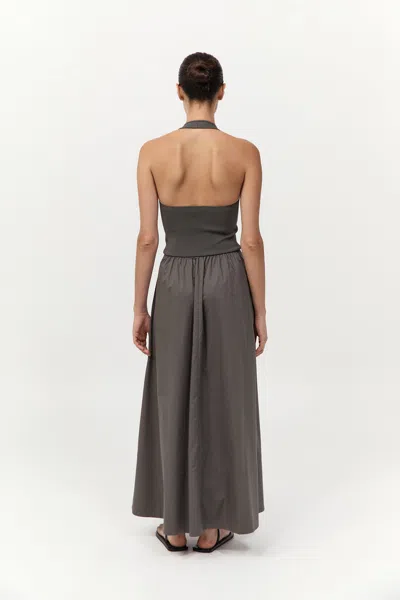 St Agni Gathered Halter Maxi Dress In Khaki