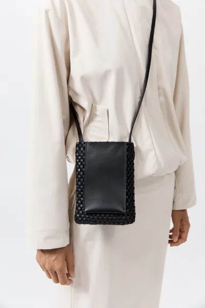 St Agni Lattice Contrast Sling Pouch In Black