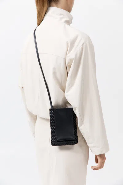 St Agni Lattice Contrast Sling Pouch In Black