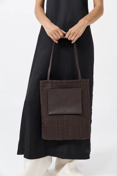 St Agni Lattice Contrast Tote In Brown