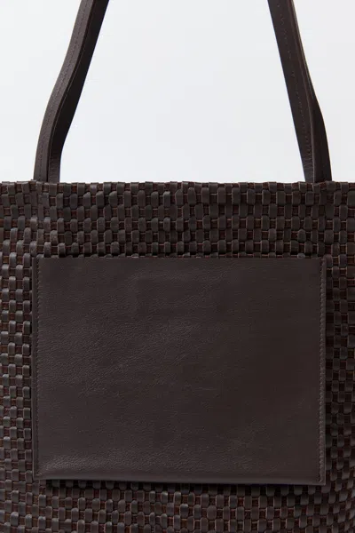 St Agni Lattice Contrast Tote In Brown