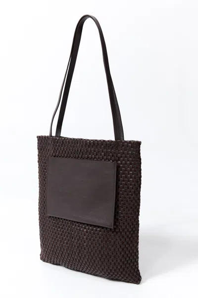 St Agni Lattice Contrast Tote In Brown