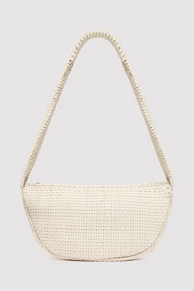 St Agni Lattice Weave Crescent Bag In Sand