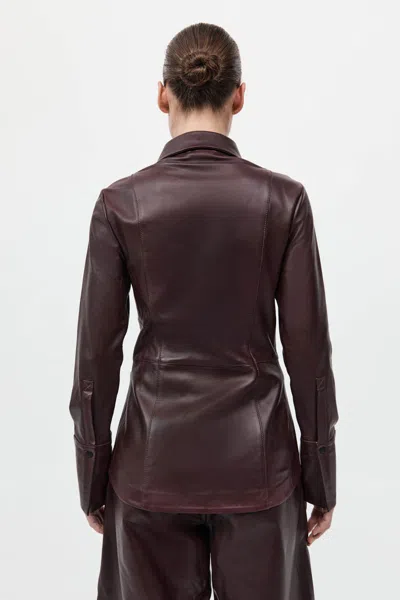 St Agni Leather Panelled Shirt In Burgundy