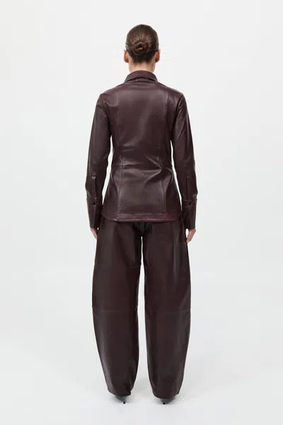 St Agni Leather Panelled Shirt In Burgundy