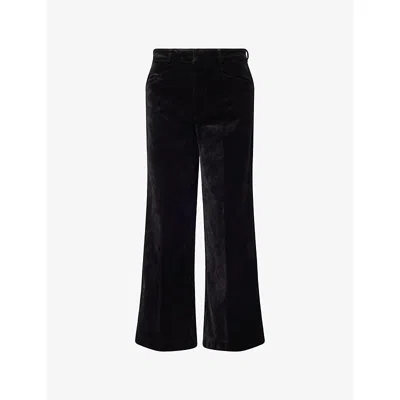 Paige Womens Black Overdye Anessa Wide-leg Stretch-cotton Blend Trousers In Black