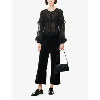 Paige Womens Black Overdye Anessa Wide-leg Stretch-cotton Blend Trousers In Black