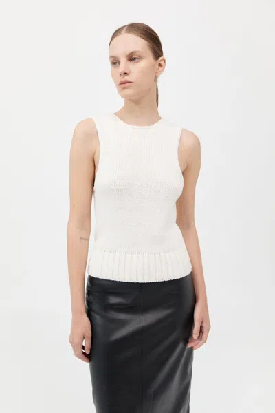 St Agni Linen Silk Blend Tank In White