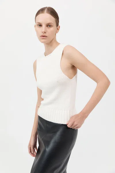 St Agni Linen Silk Blend Tank In White