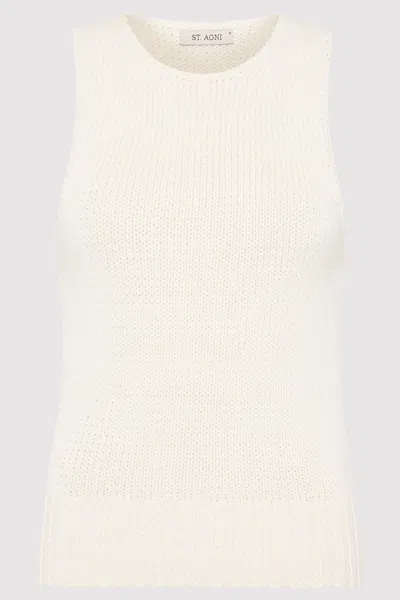 St Agni Linen Silk Blend Tank In White