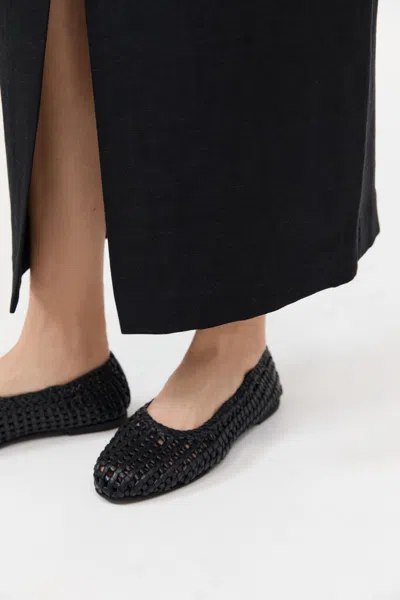 St Agni Macrame Mesh Ballet Flats In Black