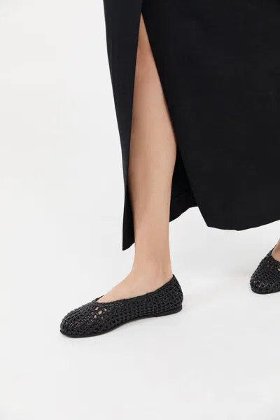 St Agni Macrame Mesh Ballet Flats In Black