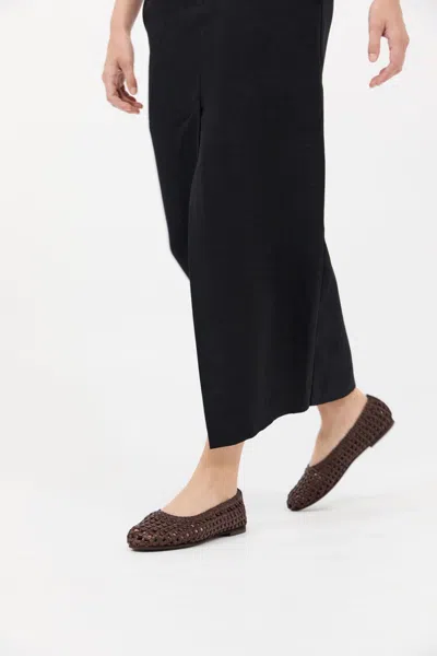 St Agni Macrame Mesh Ballet Flats In Brown