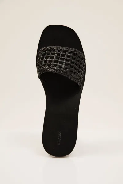 St Agni Macrame Mesh Slides In Black