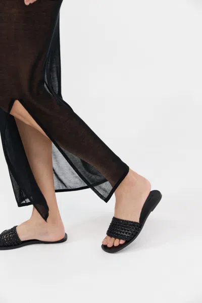 St Agni Macrame Mesh Slides In Black